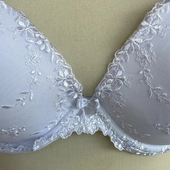 Ambrielle White Embroidered Underwire Split Strap  Plus Size Bra - Picture 8 of 8